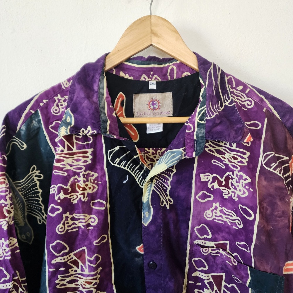 Vintage The Territory Ahead Mens 2XL Floral Hawaiian Shirt Colorful Short Sleeve